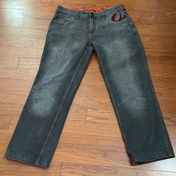 VTG Y2K Notorious B.I.G. Gray Distressed Denim Jeans Hip Hop Grunge Men's 36x30 - Picture 1 of 15